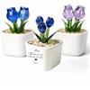 GYSLVTE Fiore di tulipano in vetro personalizzato con messaggio personalizzato, tulipano in vetro soffiato a mano in vaso di ceramica, ricordo personalizzato per la festa della mamma, fiore decorativo in