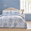 Catherine Lansfield Antoinette - Set copripiumino singolo reversibile damascato con federa, colore: blu