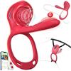 SuperLove Rose Wearable Dual Stimulation Vibrator & Penis Ring with Remote & App Red