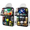 BillyBath Organizzatore Sedile Posteriore Auto [Confezione da 2], Protezione Schienale Auto Bambini con Tavolino Pieghevole, Porta Tablet Trasparente 10 Tasche, Accessori Viaggio Macchina, Nero