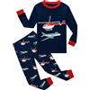 EULLA - Pigiama per bambini a maniche lunghe in cotone, motivo: auto dei vigili del fuoco, dinosauro, escavatore, trattore, treno, biancheria da notte a due pezzi, 1-7 anni, taglie: 92, 98, 104, 110