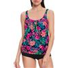 loginsummer 2 Pezzi Costume da Bagno Donne Tankini Sets per Le Donne Plus Size Alta Vita Blouson Tankini con Pantaloncini Tummy Control Costumi da Bagno（Fiori Colorati,EU40）