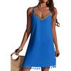 Ekouaer Bikini Cover Up in Stile Boho con Ricami Copricostume da Donna Scollo a V e Spalline Regolabili a Spaghetti Orlo con Frange Leggero Abito da Spiaggia Taglie, M, Blu Zaffiro