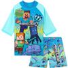 Get Trend Minecraft Costume Piscina Bambino Ragazzi 2 Pz Costumi Mare Pantaloncini da Bagno e Maglietta per Nuoto Spiaggia Viaggio (11-12 Anni, Blu/Verde Minecraft)