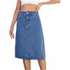 Mrat Gonna in denim con tasche per donna UK, tessuto elasticizzato, lavaggio medio, aderente, gonna a linea A, eleganti jeans bodycon per lavoro/ufficio, gonna al ginocchio da donna, gonna snellente