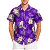 King Kameha Camicia Hawaiana Uomo a Maniche Corte, Small-Flower, Viola, 3XL