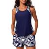 Yutdeng Tankini Donna Mare Costume da Bagno Due Pezzi Modest Tankini Set Canotta Top Bikini Push Up e Pantaloncini da Bagno con Tasche Costumi da Bagno Sportivi Swimwear da Spiaggia
