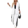 Shownicer Completo Donna Tailleur Pantalone Curvy Pantaloni e Giacca Tuta Due Pezzi Ufficio e Lavoro Blazer Slim Fit da Cerimonia A Bianco XL