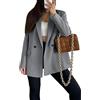 ORANDESIGNE Blazer Donna Elegante Estivo Tailleur Cerimonia Oversize Casual Eleganti Giacca da Lavoro e Ufficio A Grigio Scuro L