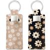OLYCRAFT 2 confezione Porta Rossetto Portachiavi Semplice Fiore Porta Burrocacao Portatile Portachiavi Balsamo per Labbra Elastico Tessuto Immersioni per Viaggio Lucidalabbra Rossetti Stoccaggio