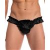 Satini Raso Volant Vita Bassa Femminuccia Perizoma Tanga Mutandoni Slip Mutandine Biancheria Intima (Nero, L)