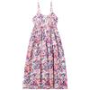 Camilife Donna Abito con Spalline 100% Cotone Popeline Abito da Spiaggia Abito Midi Abito Lungo Floreale Vita Alta con Spalline Regolabili Lunghezza Abito 118 cm