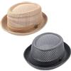 ZffXH Pork Pie Mesh Porkpie Cappello Traspirante Morbido Beach cap Estate Heisenberg Fedora Cappello per Uomini Donne