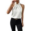 LIUYUYOUGO Bluse E Camicie da Donna Top da Donna in Raso con Scollo all'Americana Senza Maniche Collo Alto Nodo A Torsione Canotta in Raso Camicia Estiva Elegante Camicetta Tunica Top Casual da Lavo