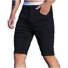 Duohropke Jeans Corti da Uomo in Denim, Pantaloni Estivi, Bermuda Elasticizzati, Uomo, alla Moda, a Coste, a Maniche Corte, con Foro, Nero, S
