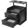 OUKANING Armadio da parete, portata 50 kg, pensile con 2 cassetti e scomparto aperto, supporto per asciugacapelli, 40 x 30 x 48 cm, moderno armadietto per salone, spa e bagno (nero)