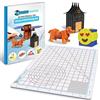 3Dmate Starter - Tappetino Trasparente 9x7 Pollici per Penna 3D con Libro di Stencil - Silicone Resistente al Calore a Doppia Faccia - Accessori per Penne 3D - Modelli per Bambini e Adulti