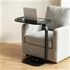 HUOLE Tavolino a forma di C regolabile in altezza piccolo tavolino in bambù e metallo con punta di canapa per soggiorno, bagno, letto, divano e caffè, 40 x 28 x 58 cm (nero)