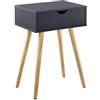 [en.casa] Comodino Multiuso con Cassetto e Gambe in Legno Tavolino Laterale da Divano per Soggiorno Camera da Letto Salotto (AxLxP) 60x40x30 cm - Grigio Scuro