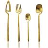 JASHII - Set di posate da appendere, 24 pezzi, finitura satinata, per 6 coltelli/forchette/cucchiai inclusi, lavabile in lavastoviglie (oro opaco)