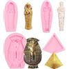Bexal Stampi in silicone per la produzione di piramidi egiziane e mummie 3D | Set di 4 stampi in silicone a tema faraone egiziano, per decorazioni di cupcake e gesso