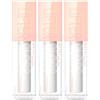 Maybelline 3x Maybelline New York Lifter Gloss Lucidalabbra Volumizzante con Acido Ialuronico Colore Pearl 001-3 Lucidalabbra