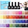 TOMICCA Set di 42 smalti UV, colori autunnali, 36 colori, smalto gel e 4 pezzi, base top coat con gel Blooming e 2 pezzi, rotondi, per nail art e fai da te