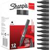 Sharpie W10 Pennarelli indelebili | punta a scalpello | nero | scatola da 12