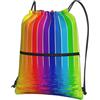 YYHHAOFA Zaino con cerniera e coulisse con stampa a righe arcobaleno, borsa da viaggio impermeabile con tasca frontale e organizer interno