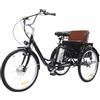 Generic Triciclo elettrico robusto per adulti, 3 ruote da 24 pollici, batteria al litio da 36 V 12 Ah, cestino multifunzionale sul sedile posteriore, carico massimo 150 kg, a propulsione umana e con