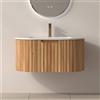 KAMALU Mobile bagno curvo 80 cm cannettato con lavabo integrato | KAM-NORTH-P80