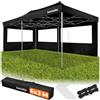 tectake® Gazebo esterno resistente 3X6 cm, Gazebo 3X6 Pieghevole, Telo Impermeabile Protezione UV, Chiusura Scorrevole, Regolabile in 4 Posizioni, 4 Corde e 10 Picchetti, Borsa da trasporto - Nero