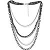 COOLSTEELANDBEYOND Collana Girocollo Choker Statement Collana Cascata Multi Strati Argento Nero Catena con Pietre Stringa di Perle