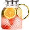 SODIAL Brocca In Vetro con Coperchio e Manico Dorato, Caraffa per Succhi e Tè Fred7014