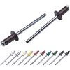 Marcopol Confezione da 100 rivetti ciechi verniciati 3,2 x 8 mm, con testa a cupola, DIN 7337, rivetti in alluminio e mandrino in acciaio, rivetti pop (100, grigio marrone RAL 8019)