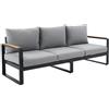 NATERIAL Divano da giardino con cuscino grigio e braccioli Persea NATERIAL da 3 posti, struttura in alluminio seduta in alluminio grigio, L 207 x H 68.4 x P 80 cm