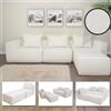 Mendler L-Sofa HWC-O54, divano lounge con pouf, allungabile e modulare a destra/sinistra, tessuto/tessuto 63x270x190cm ~ crema