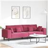 sephironlbb Divano rosso vino, 250 x 77 x 76 cm, in velluto, 4 posti, con anima a molle, per soggiorno e camera degli ospiti, moderno, con funzione relax e funzione reclinabile