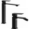 Parama Coppia miscelatori lavabo alto slim bidet senza scarico nero opaco | Ingrid