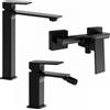 Parama Set miscelatori: lavabo alto bidet senza scarico ed esterno doccia nero opaco | Ingrid