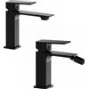 Parama Coppia miscelatori lavabo bidet senza scarico slim nero opaco | Ingrid