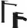 Parama Coppia miscelatori lavabo alto bidet senza scarico nero opaco | Jane