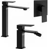 Parama Set miscelatori: lavabo alto bidet senza scarico e incasso doccia monocomando nero opaco | Ingrid