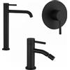 Parama Set miscelatori: lavabo alto bidet senza scarico e incasso doccia monocomando nero opaco | Bette