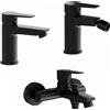 Parama Set miscelatori: lavabo bidet senza scarico ed esterno vasca c/rubinetto nero opaco | Jane