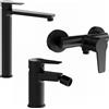 Parama Set miscelatori: lavabo alto bidet senza scarico ed esterno doccia nero opaco | Jane
