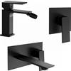 Parama Set miscelatori: lavabo ad incasso bidet senza scarico e incasso doccia monocomando nero opaco | Ingrid