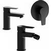 Parama Set miscelatori: lavabo bidet senza scarico e incasso doccia monocomando nero opaco | Jane