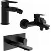 Parama Set miscelatori: lavabo ad incasso bidet senza scarico ed esterno vasca c/rubinetto nero opaco | Jane