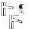 Parama Set miscelatori: lavabo bidet senza scarico e incasso doccia monocomando cromato | Jane